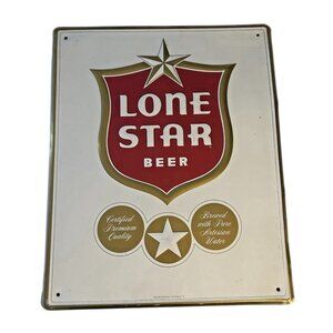 Vintage Lone Star Brewing Beer Company San Antonio Embossed Metal Sign 16x20 EUC